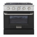 Kucht 30" Pro-Style Natural Gas Dual Fuel Range with 4 Burners in Black - KDF302-K