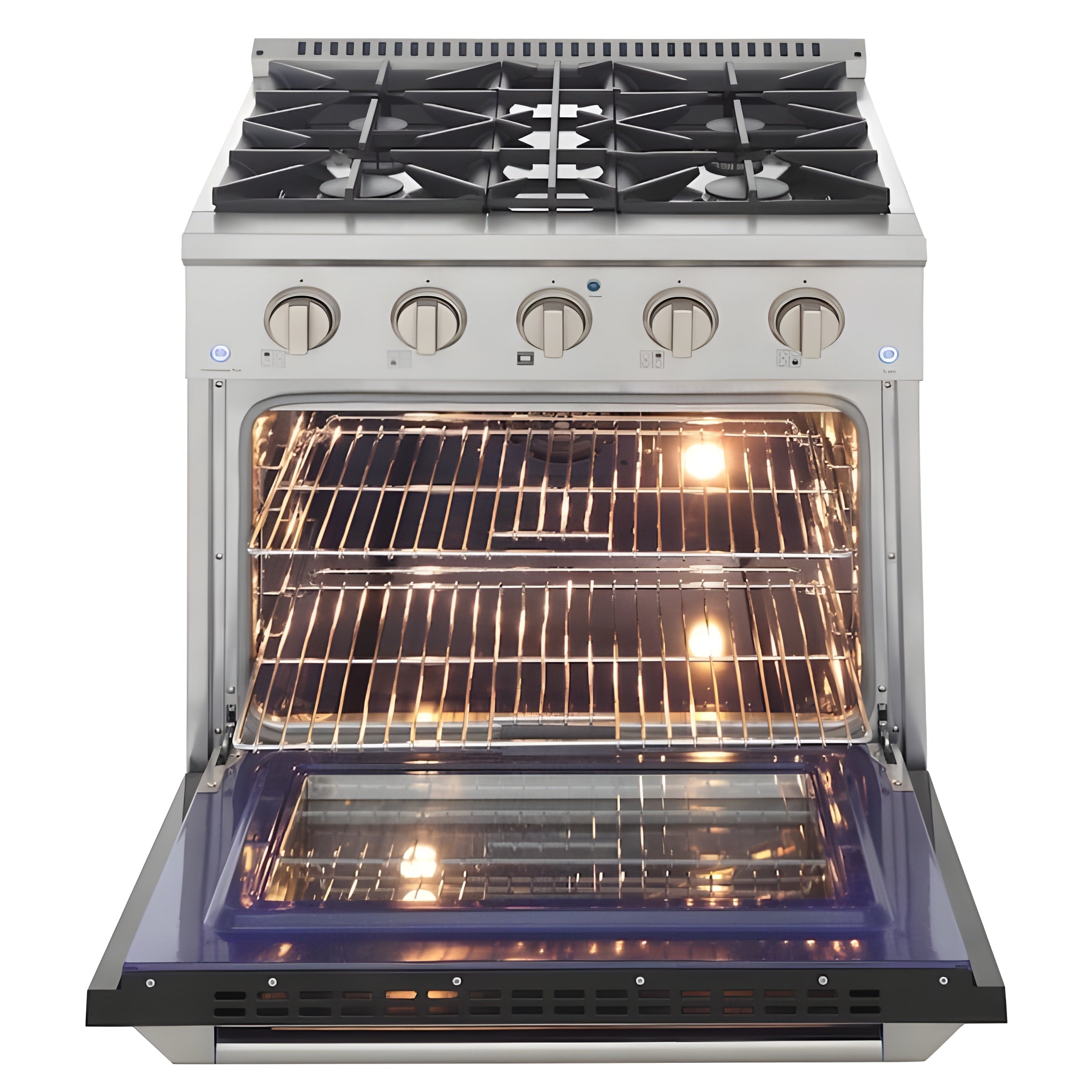 Kucht 30" Pro-Style Natural Gas Dual Fuel Range with 4 Burners in Black - KDF302-K