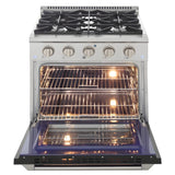 Kucht 30" Pro-Style Natural Gas Dual Fuel Range with 4 Burners in Black - KDF302-K