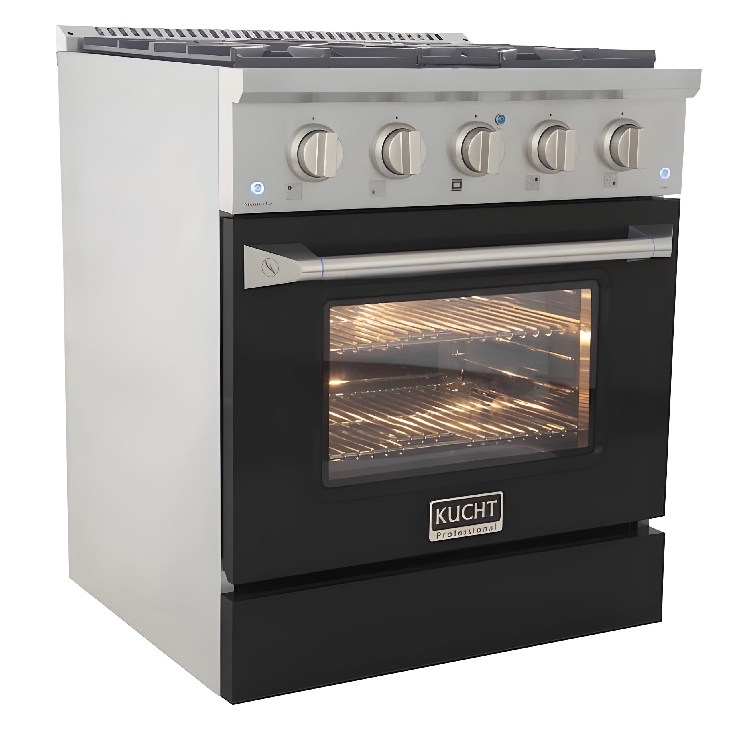 Kucht 30" Pro-Style Natural Gas Dual Fuel Range with 4 Burners in Black - KDF302-K