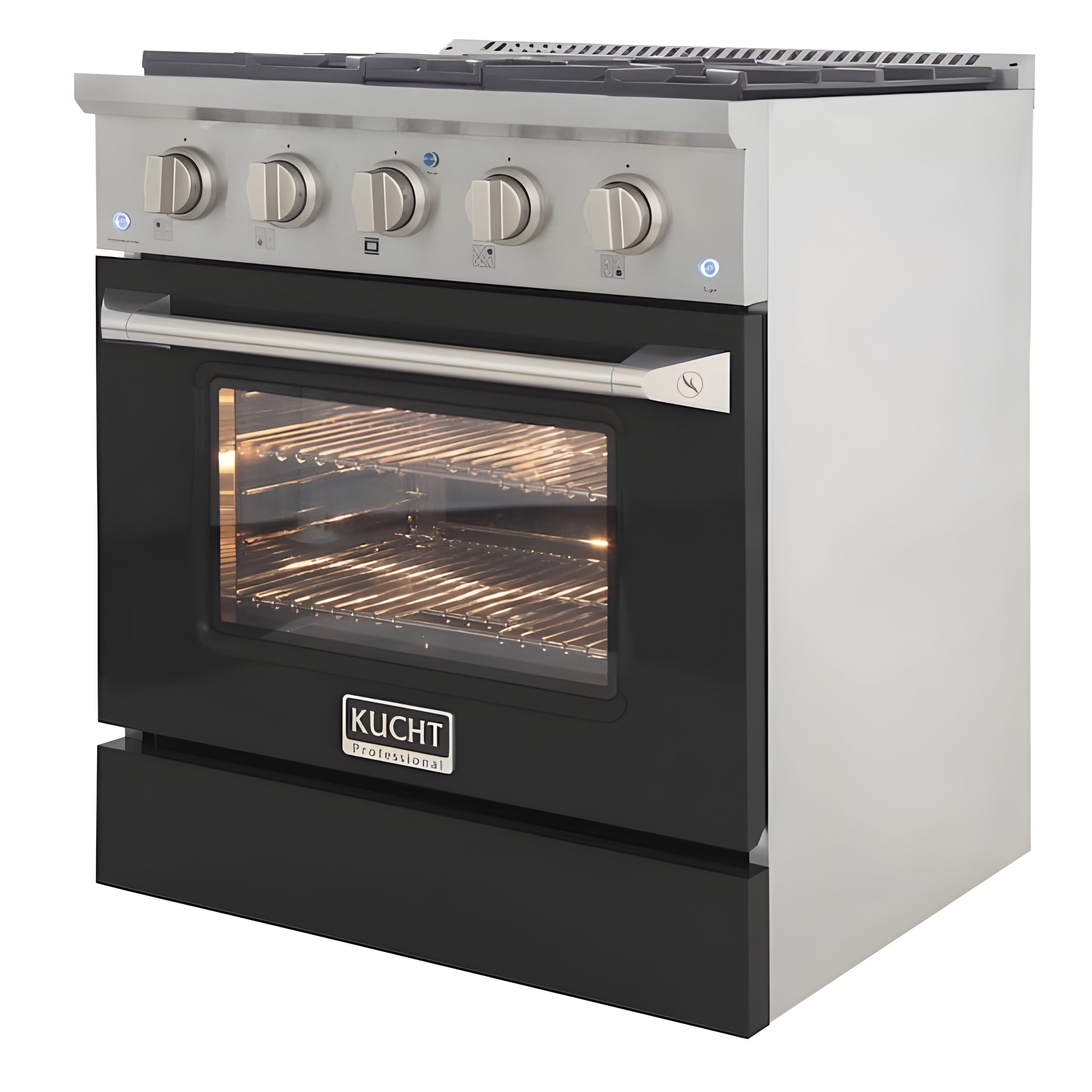 Kucht 30" Pro-Style Natural Gas Dual Fuel Range with 4 Burners in Black - KDF302-K