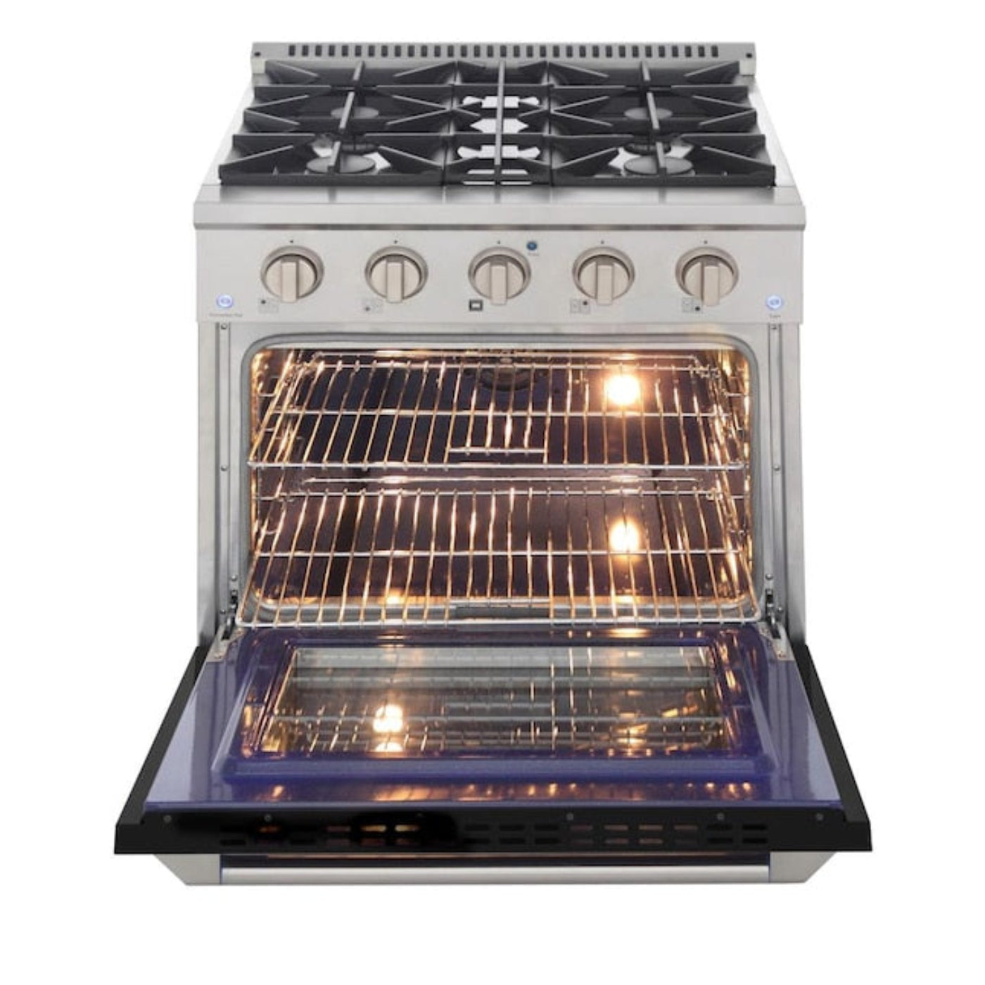 Kucht 36" Pro-Style Propane Gas Dual Fuel Range in Black with Gold Accents - KDF362/LP-K-GOLD