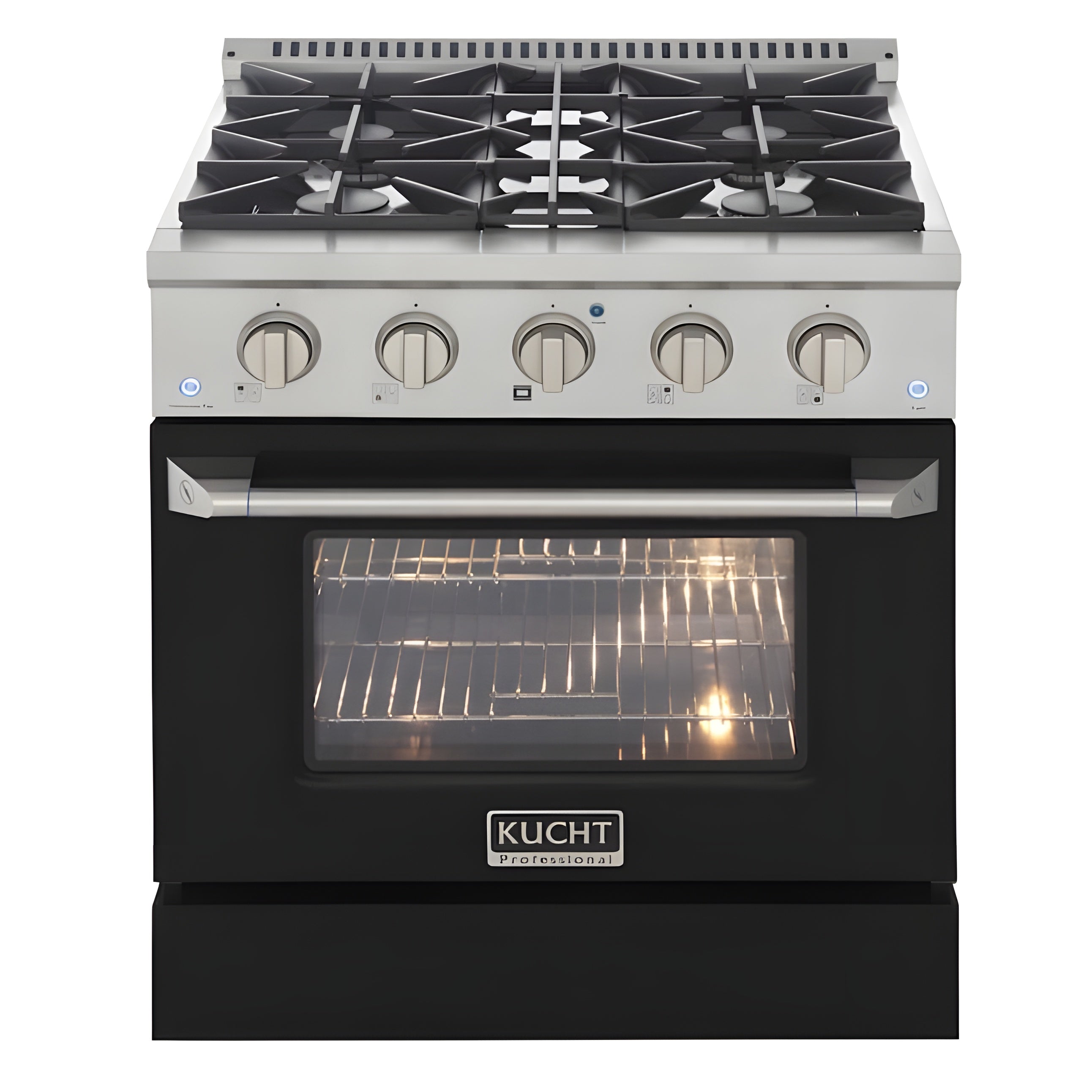Kucht 30" Pro-Style Natural Gas Dual Fuel Range with 4 Burners in Black - KDF302-K