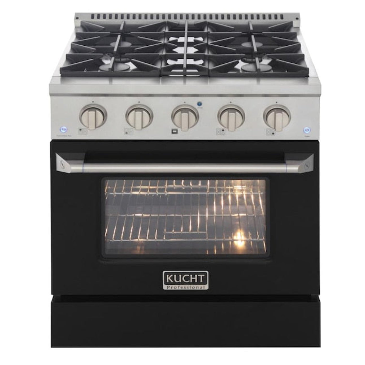 Kucht 36" Pro-Style Propane Gas Dual Fuel Range in Black with Gold Accents - KDF362/LP-K-GOLD