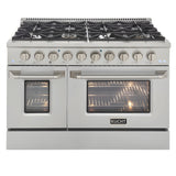 Kucht 48" Pro-Style Natural Gas Dual Fuel Range with 4 Burners in Stainless Steel - KDF482-S
