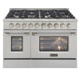 Kucht 48" Pro-Style Propane Gas Dual Fuel Range with 4 Burners in Stainless Steel - KDF482/LP-S