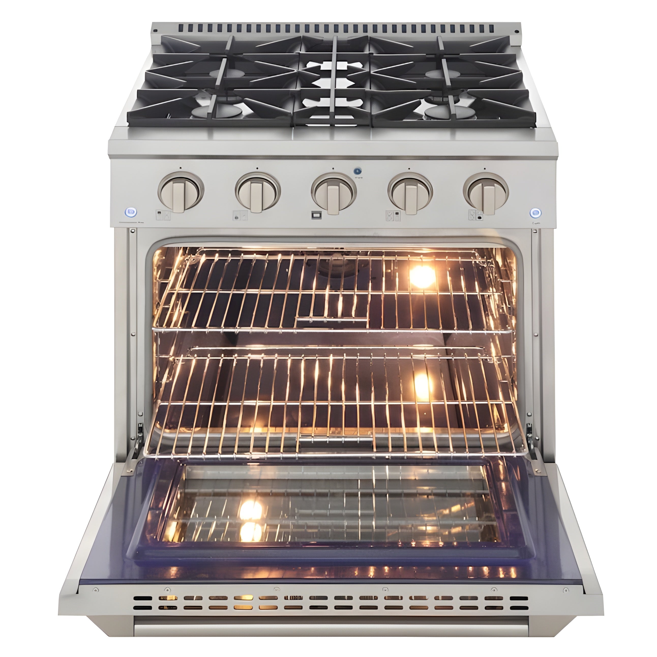 Kucht 30" Pro-Style Natural Gas Dual Fuel Range with 4 Burners in Stainless Steel - KDF302-S
