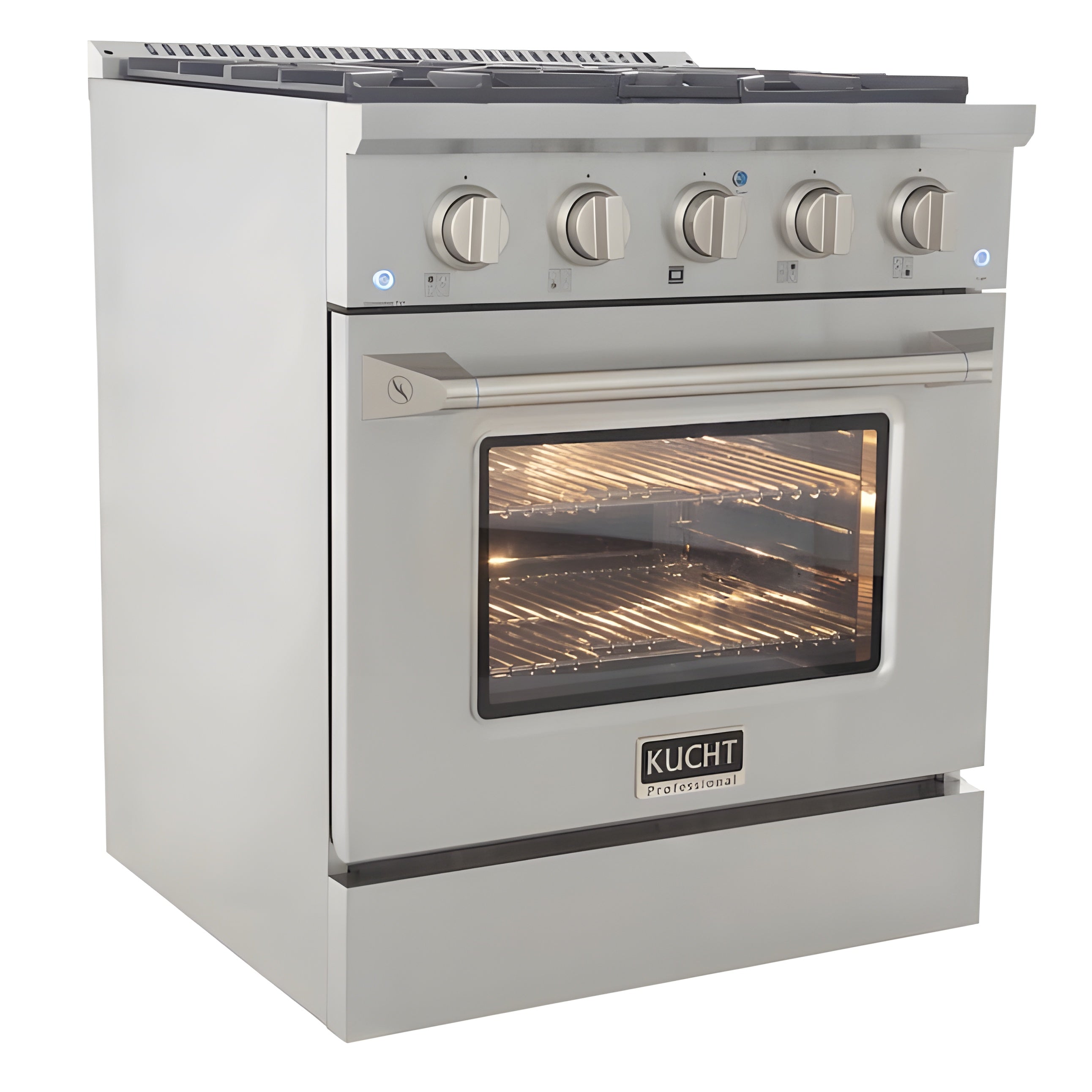 Kucht 30" Pro-Style Natural Gas Dual Fuel Range with 4 Burners in Stainless Steel - KDF302-S
