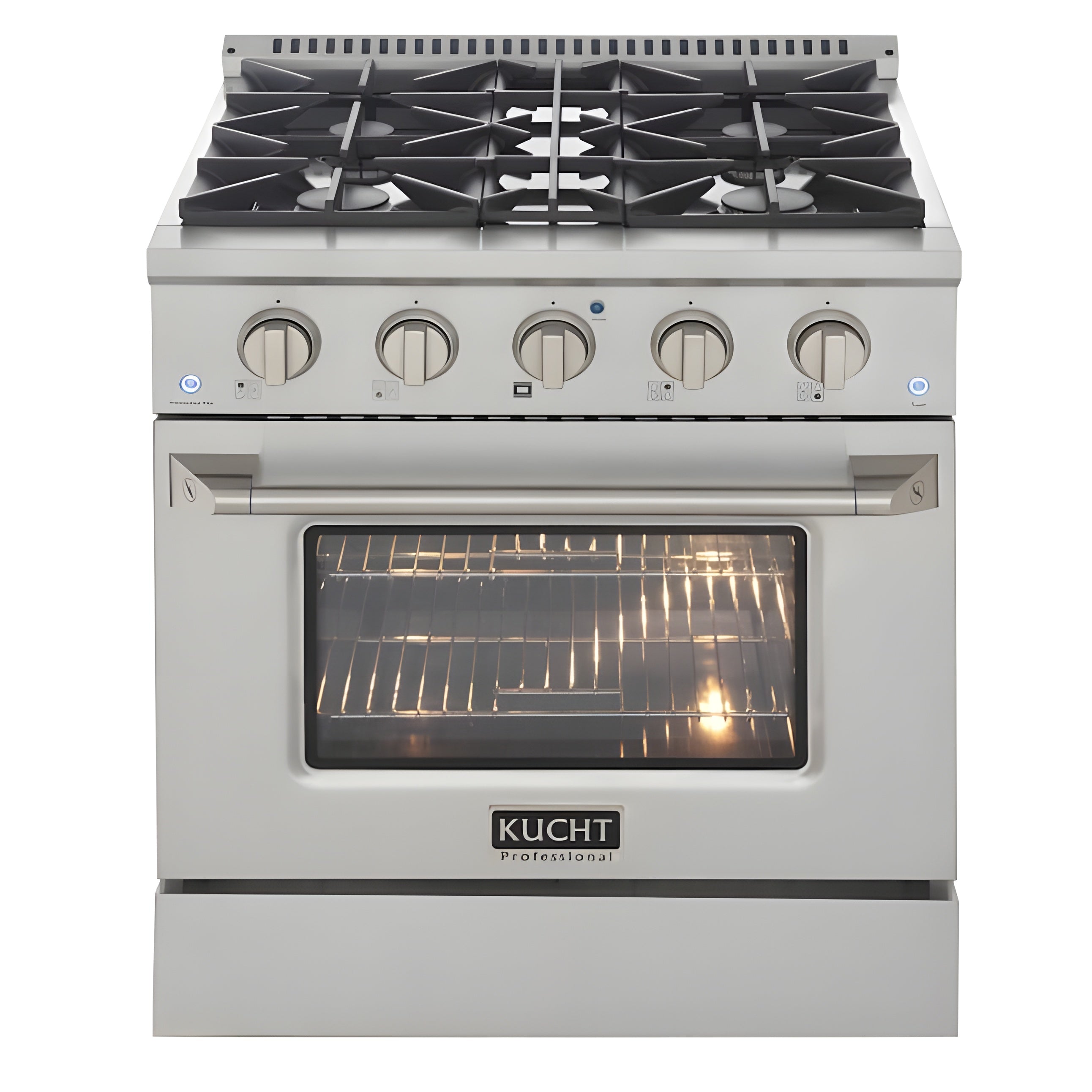 Kucht 30" Pro-Style Natural Gas Dual Fuel Range with 4 Burners in Stainless Steel - KDF302-S