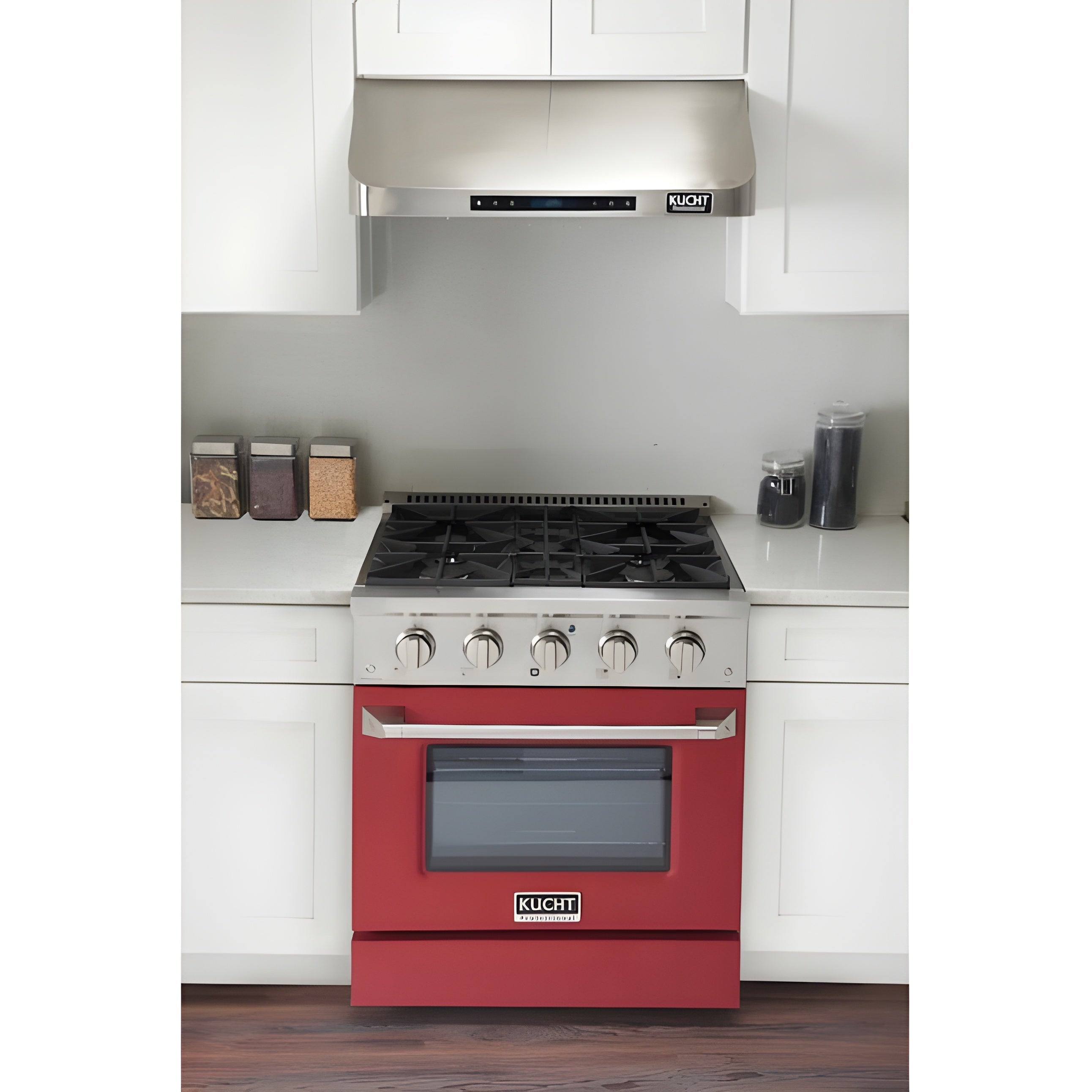 Kucht 30" Pro-Style Propane Gas Dual Fuel Range with 4 Burners in Red - KDF302/LP-R