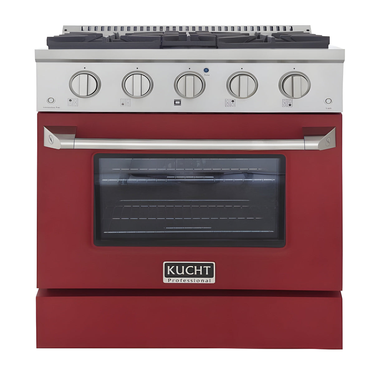 Kucht Professional 30 in. 4.2 cu ft. Natural Gas Range with Red Door and Silver Knobs - KNG301-R