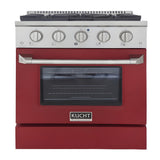 Kucht Professional 30 in. 4.2 cu ft. Natural Gas Range with Red Door and Silver Knobs - KNG301-R