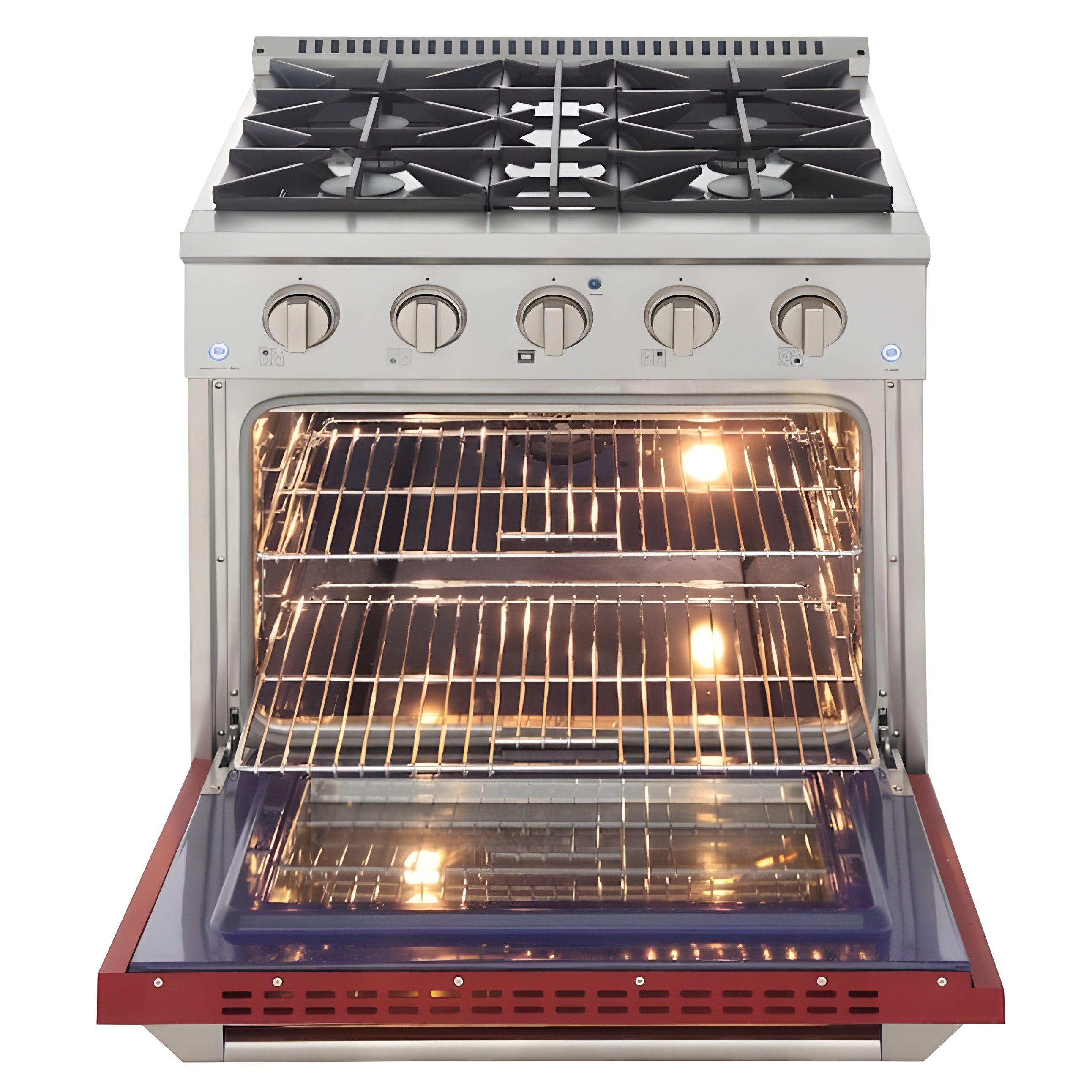 Kucht Professional 30 in. 4.2 cu ft. Natural Gas Range with Red Door and Silver Knobs - KNG301-R