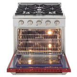 Kucht Professional 30 in. 4.2 cu ft. Natural Gas Range with Red Door and Silver Knobs - KNG301-R
