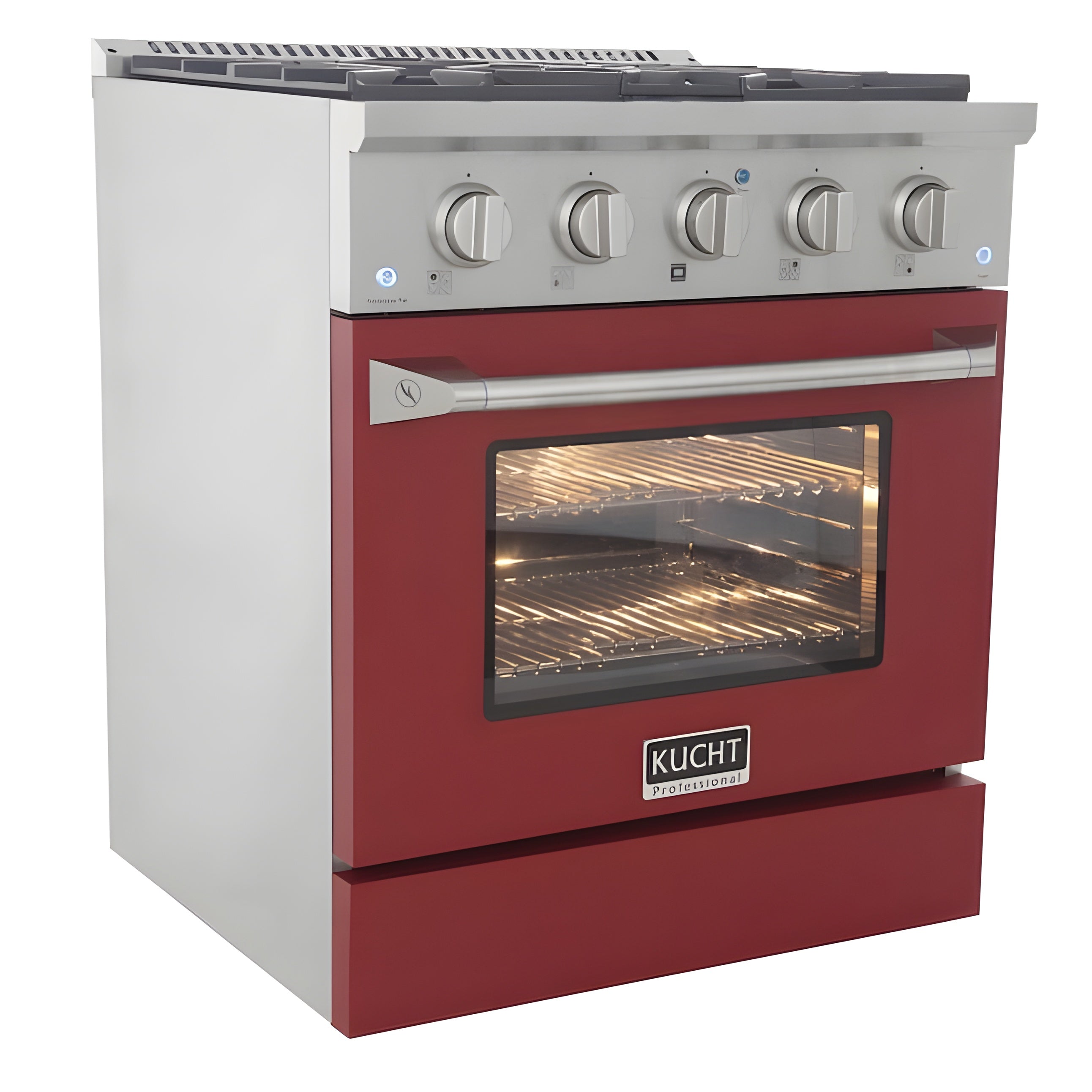 Kucht 30" Pro-Style Propane Gas Dual Fuel Range with 4 Burners in Red - KDF302/LP-R