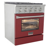 Kucht Professional 30 in. 4.2 cu ft. Natural Gas Range with Red Door and Silver Knobs - KNG301-R