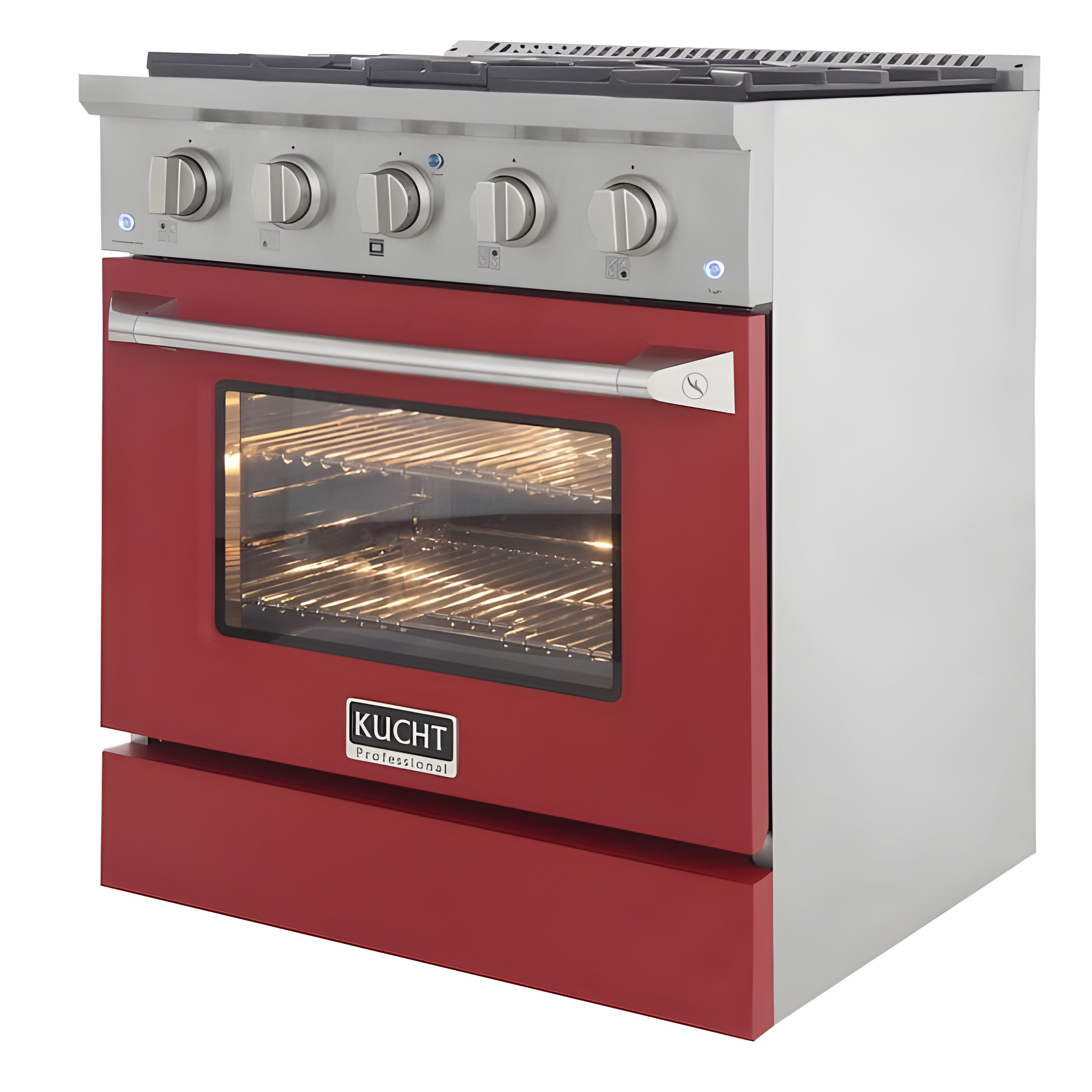 Kucht 30" Pro-Style Propane Gas Dual Fuel Range with 4 Burners in Red - KDF302/LP-R