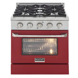 Kucht 30" Pro-Style Propane Gas Dual Fuel Range with 4 Burners in Red - KDF302/LP-R