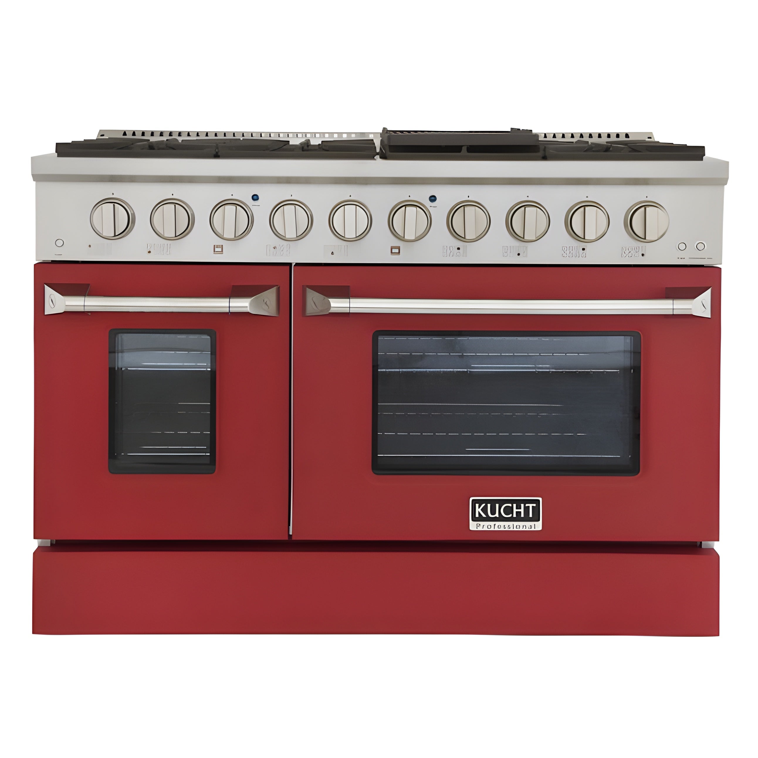 Kucht Professional 48 in. 6.7 cu ft. Natural Gas Range with Red Door and Silver Knobs - KNG481-R