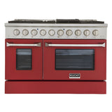 Kucht Professional 48 in. 6.7 cu ft. Natural Gas Range with Red Door and Silver Knobs - KNG481-R