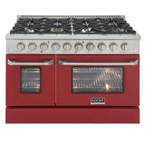 Kucht Professional 48 in. 6.7 cu ft. Natural Gas Range with Red Door and Silver Knobs - KNG481-R