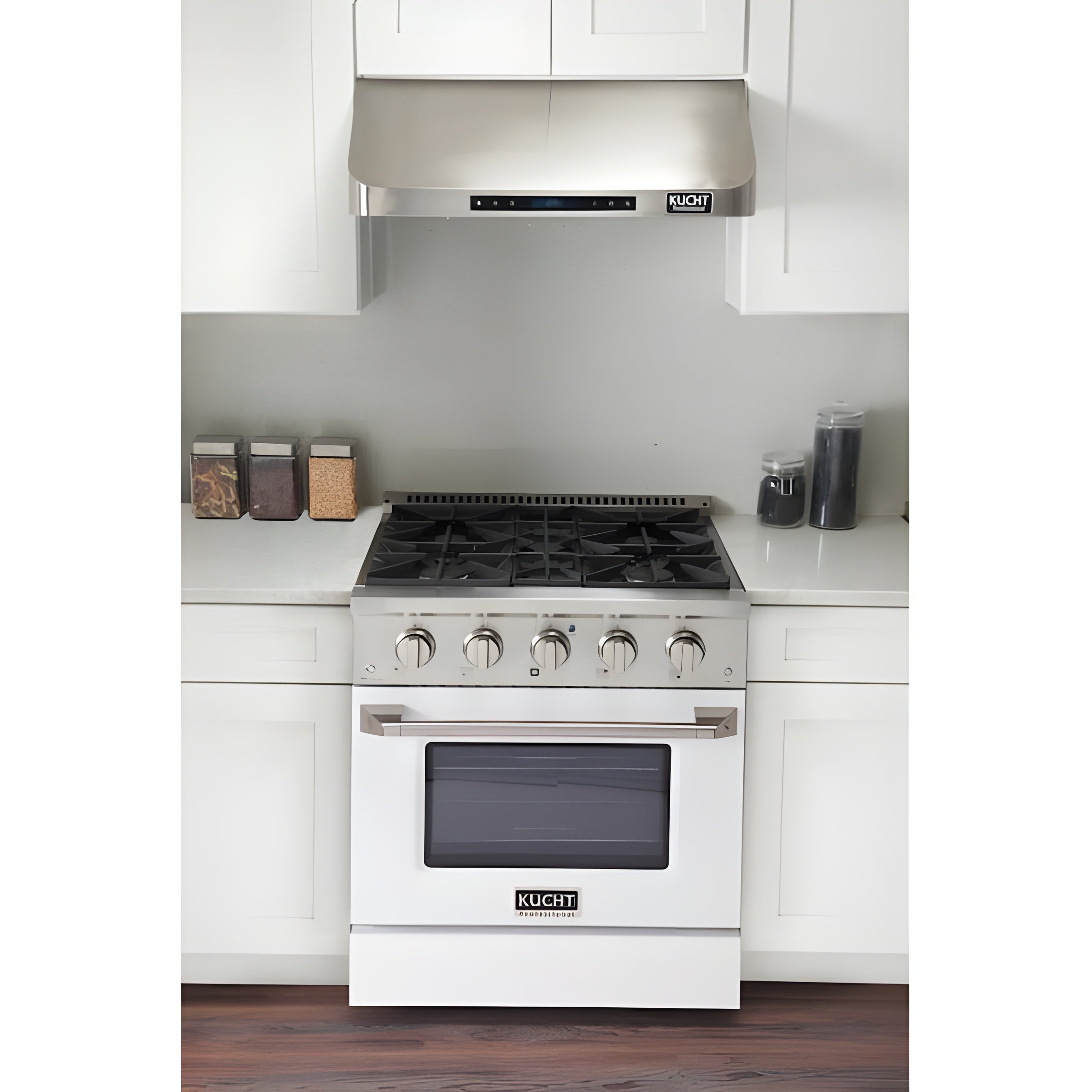 Kucht 30" Pro-Style Natural Gas Dual Fuel Range with 4 Burners in White - KDF302-W