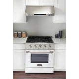 Kucht 30" Pro-Style Natural Gas Dual Fuel Range with 4 Burners in White - KDF302-W