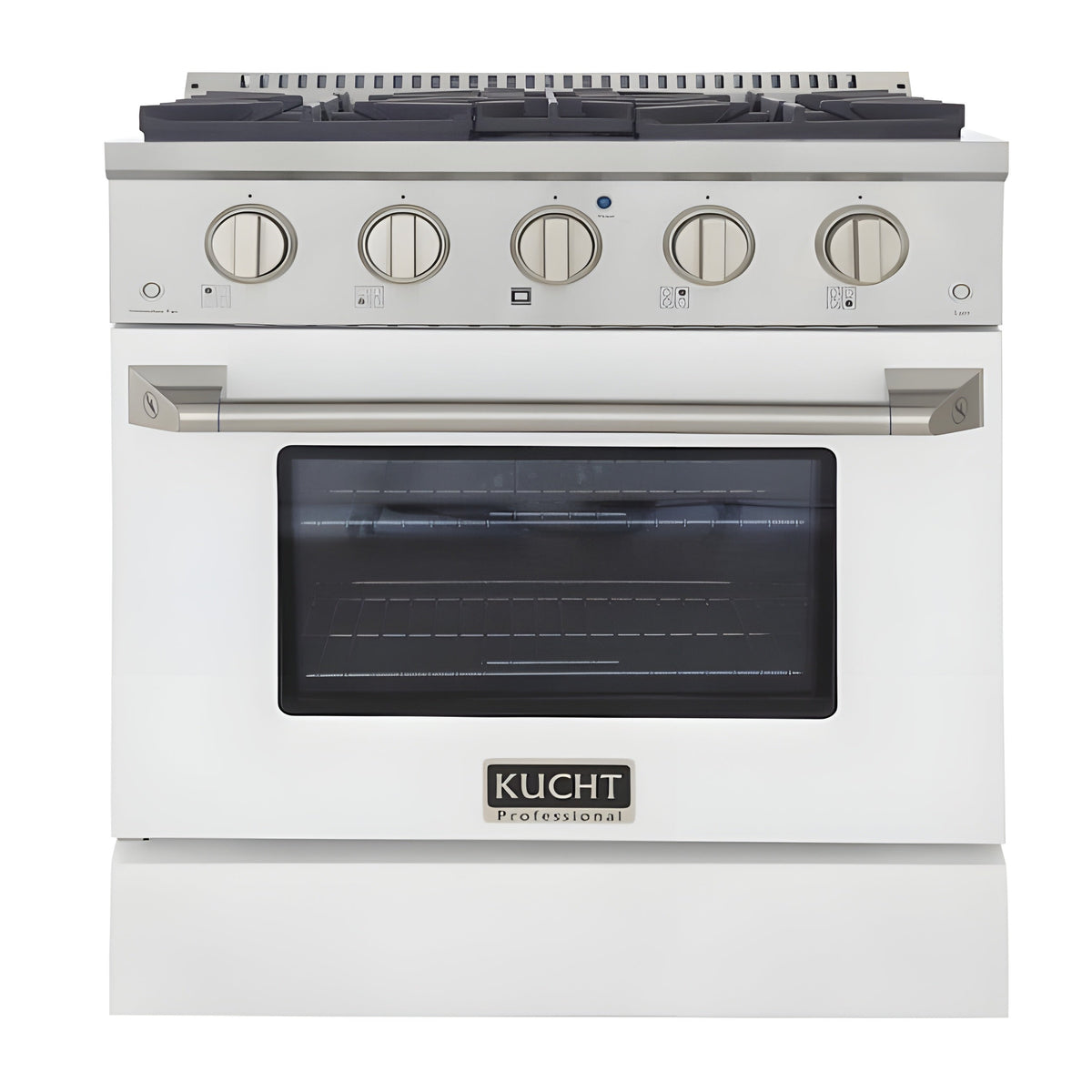 Kucht 30" Pro-Style Natural Gas Dual Fuel Range with 4 Burners in White - KDF302-W
