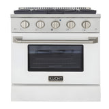 Kucht 30" Pro-Style Natural Gas Dual Fuel Range with 4 Burners in White - KDF302-W