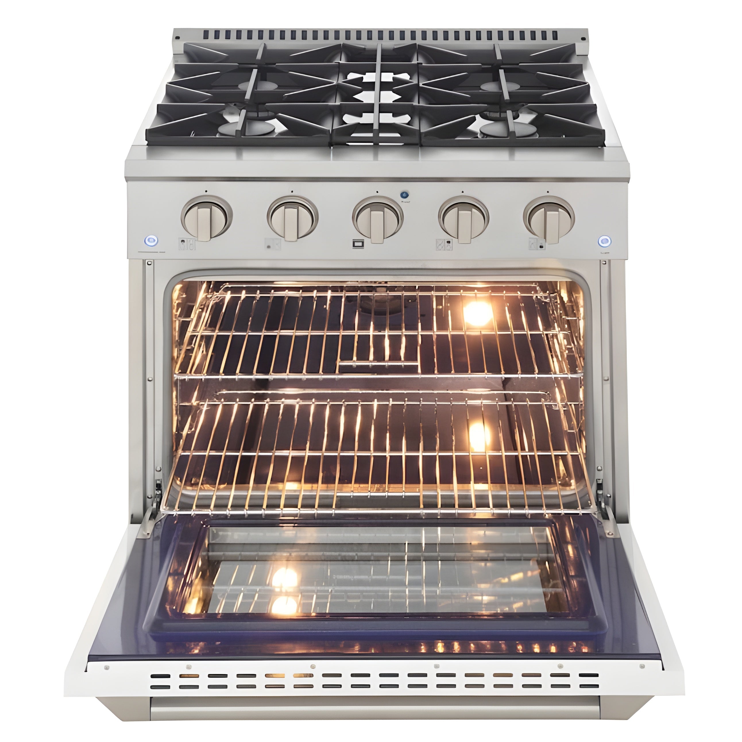 Kucht 30" Pro-Style Natural Gas Dual Fuel Range with 4 Burners in White - KDF302-W
