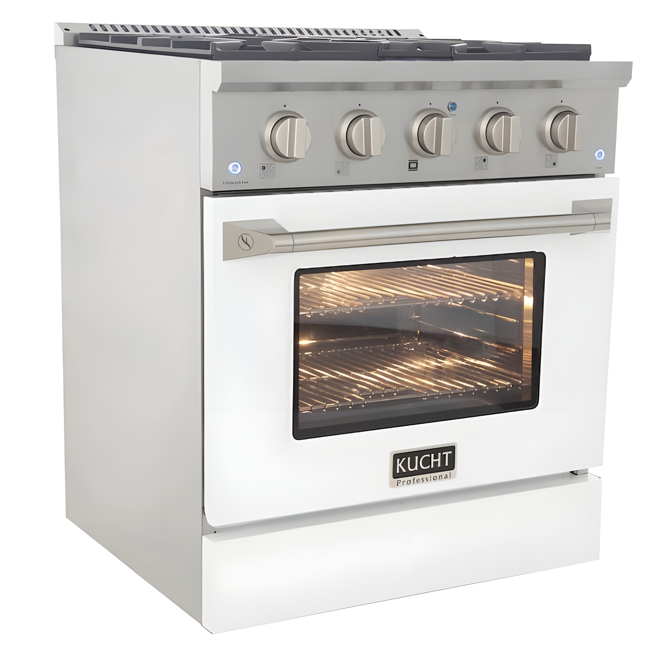 Kucht 30" Pro-Style Natural Gas Dual Fuel Range with 4 Burners in White - KDF302-W