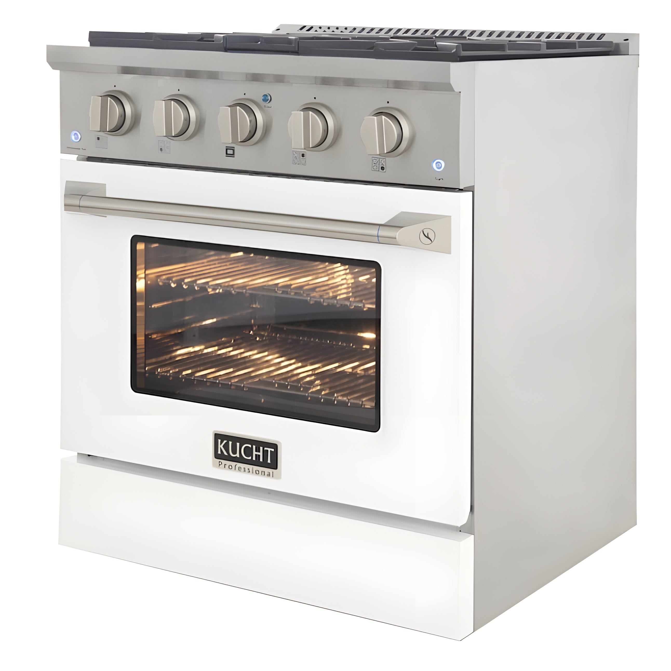 Kucht 30" Pro-Style Natural Gas Dual Fuel Range with 4 Burners in White - KDF302-W