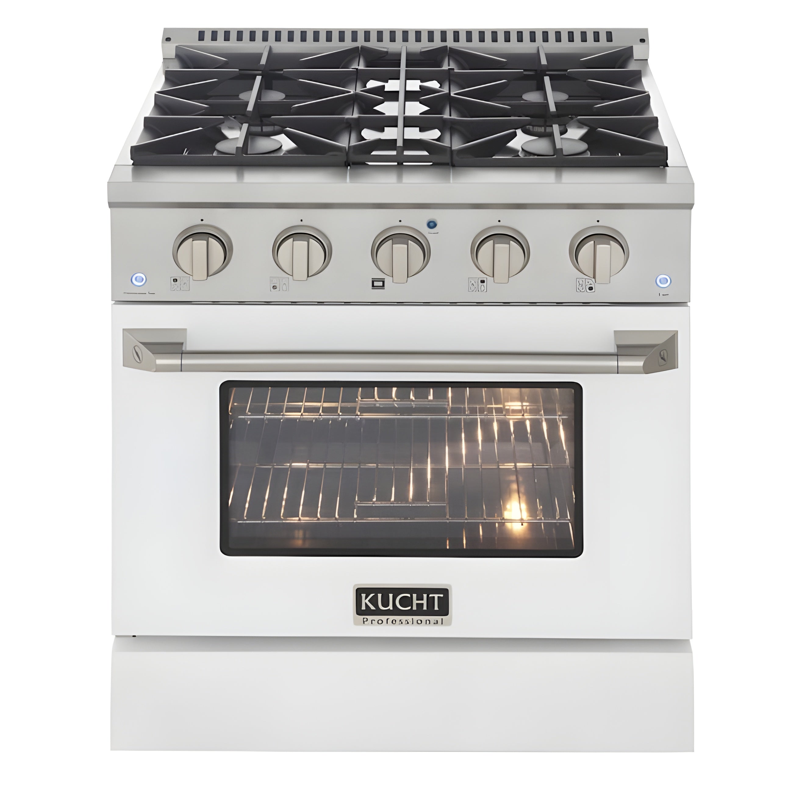 Kucht 30" Pro-Style Natural Gas Dual Fuel Range in White with Rose Gold Accents -  KDF302-W-ROSE