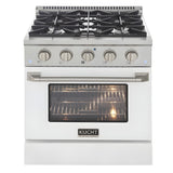 Kucht 30" Pro-Style Natural Gas Dual Fuel Range with 4 Burners in White - KDF302-W