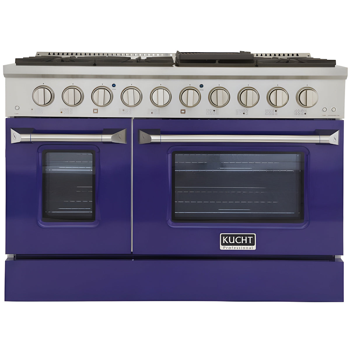 Kucht Professional 48 in. 6.7 cu ft. Natural Gas Range with Blue Door and Silver Knobs - KNG481-B