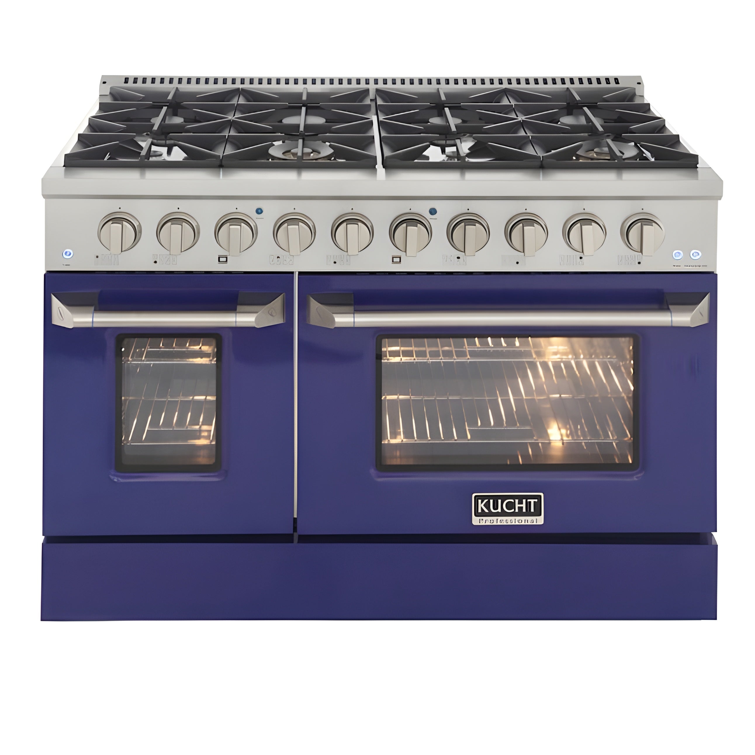 Kucht Professional 48 in. 6.7 cu ft. Propane Gas Range with Blue Door and Silver Knobs - KNG481/LP-B