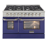 Kucht Professional 48 in. 6.7 cu ft. Propane Gas Range with Blue Door and Silver Knobs - KNG481/LP-B