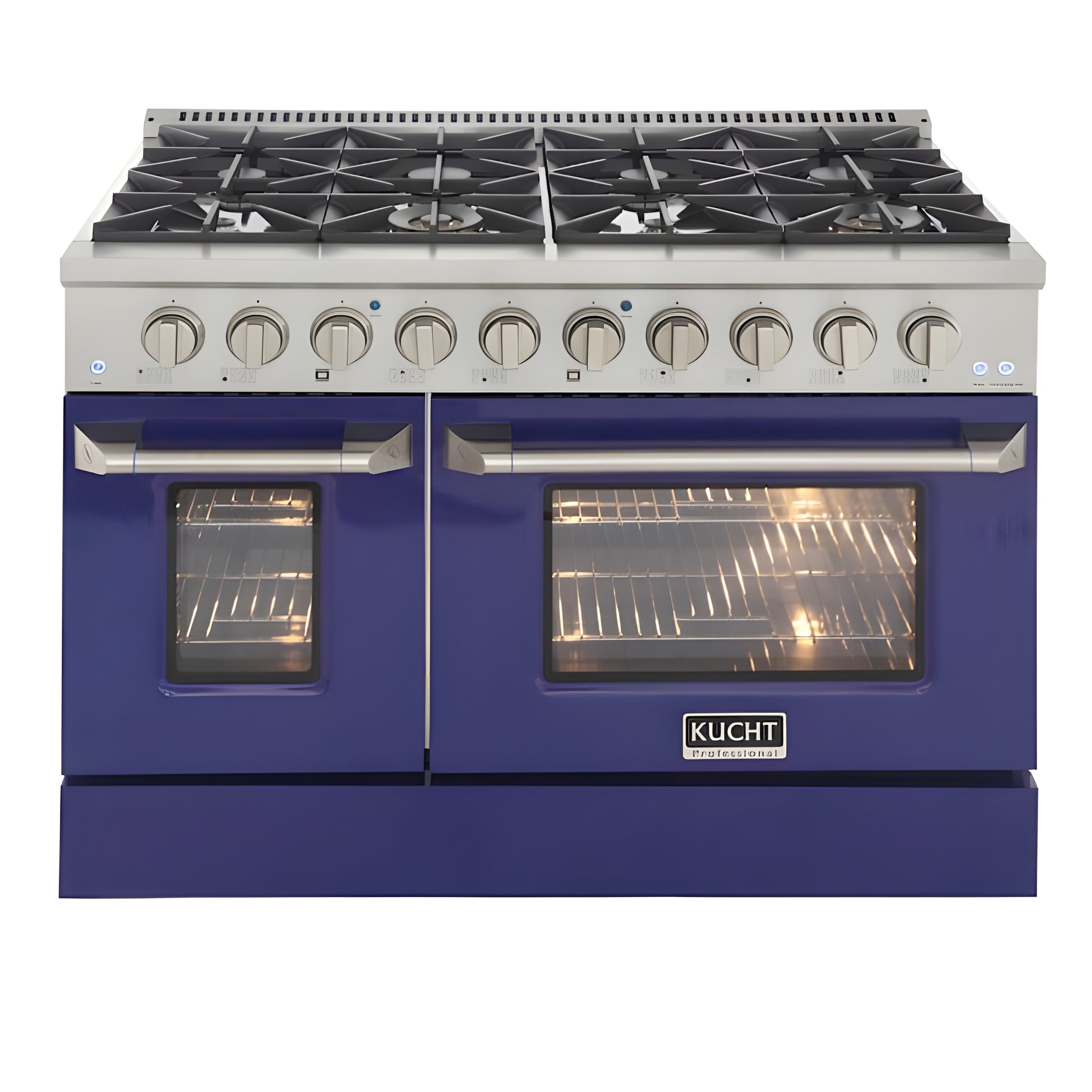 Kucht Professional 48 in. 6.7 cu ft. Natural Gas Range with Blue Door and Silver Knobs - KNG481-B