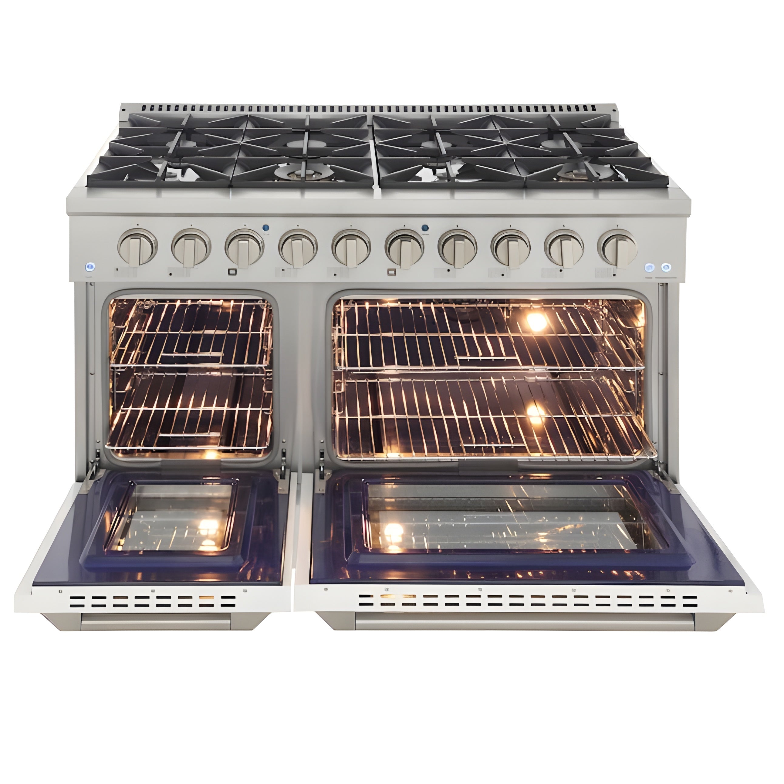 Kucht Professional 48 in. 6.7 cu ft. Natural Gas Range with White Door and Silver Knobs - KNG481-W