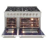 Kucht Professional 48 in. 6.7 cu ft. Natural Gas Range with White Door and Silver Knobs - KNG481-W