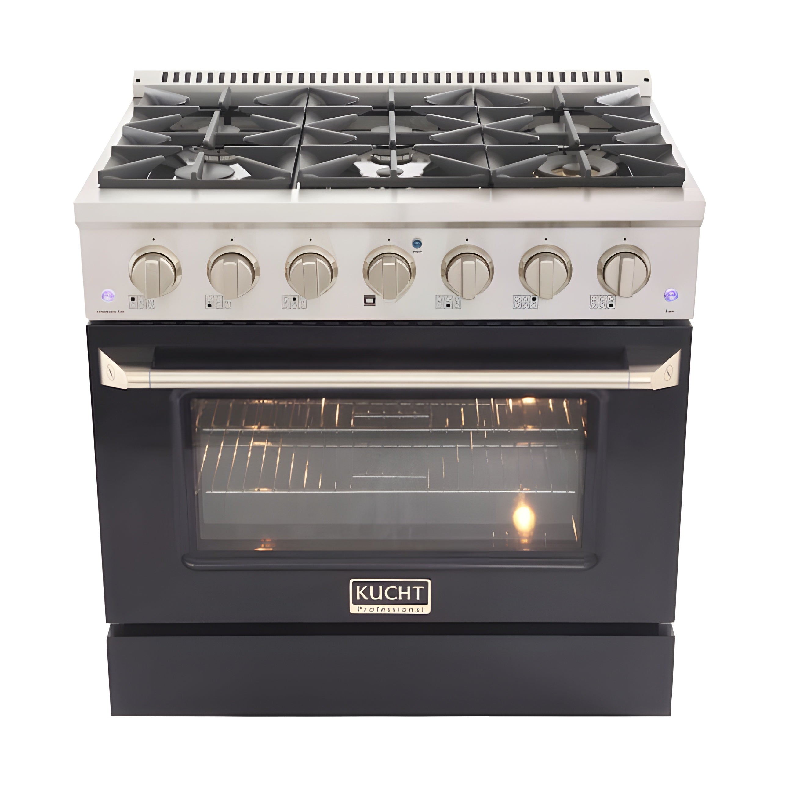Kucht Professional 36 in. 5.2 cu ft. Natural Gas Range with Black Door and Silver Knobs - KNG361-K