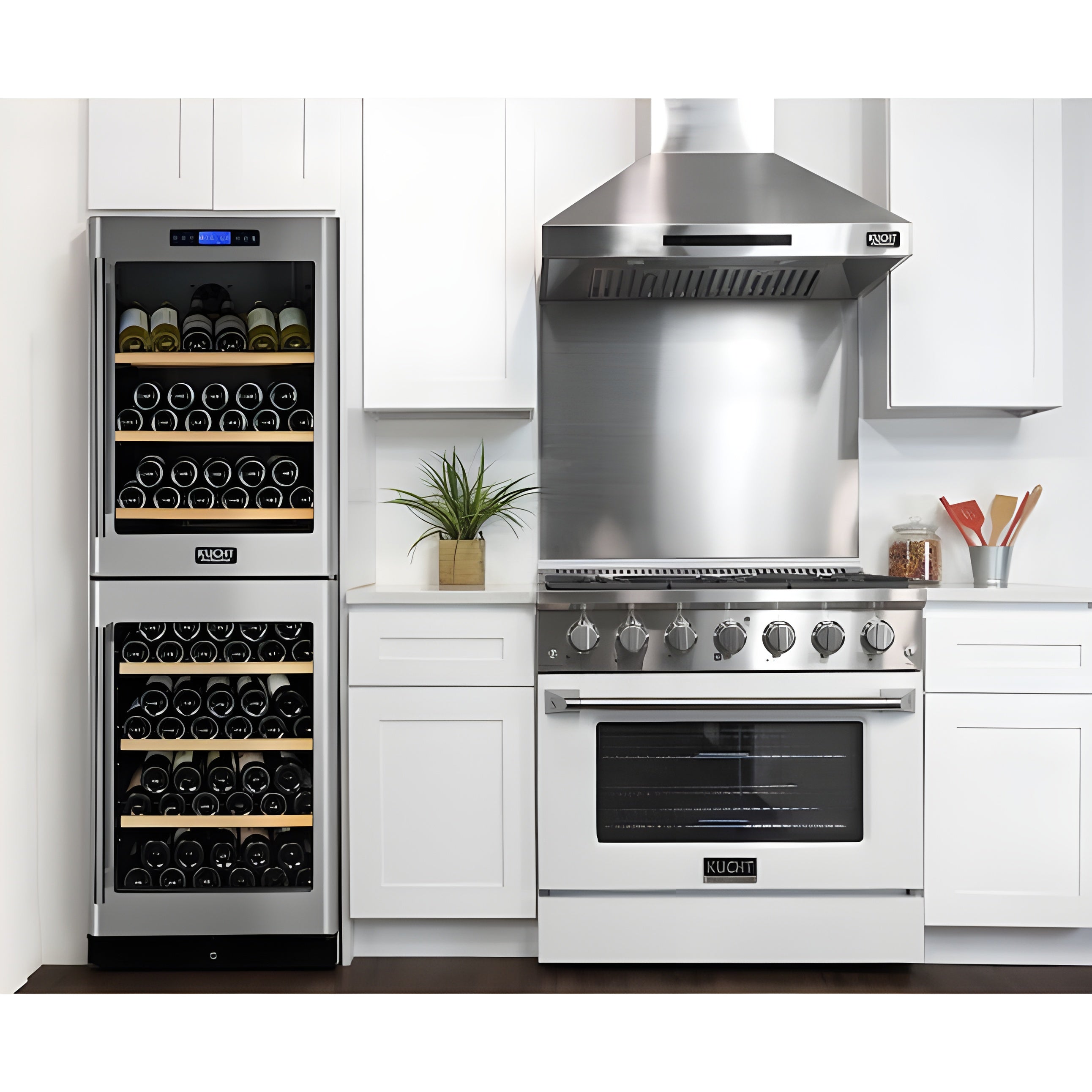 Kucht 36" Pro-Style Natural Gas Dual Fuel Range with 4 Burners in White - KDF362-W