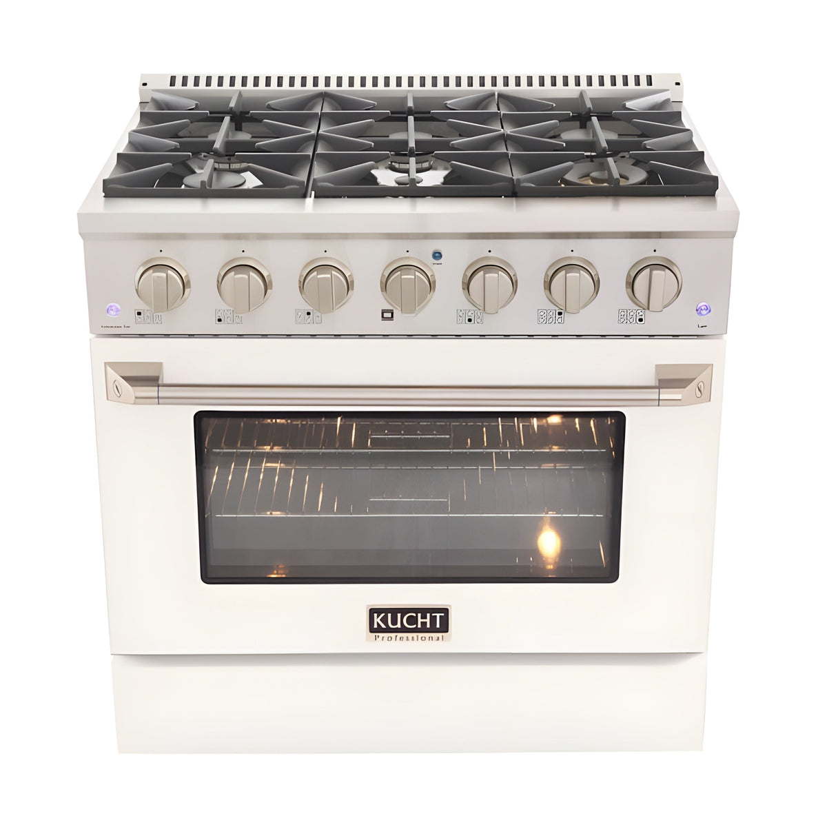 Kucht 36" Pro-Style Natural Gas Dual Fuel Range with 4 Burners in White - KDF362-W