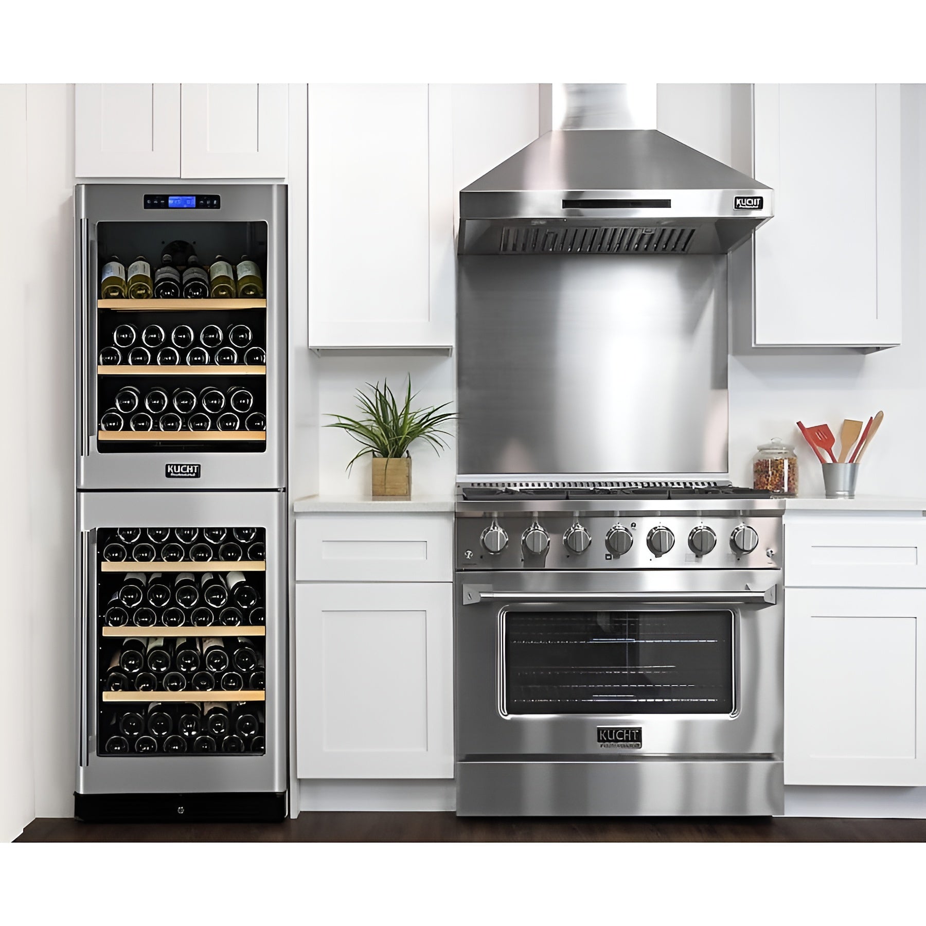 Kucht 36" Pro-Style Propane Gas Dual Fuel Range in White with Gold Accents - KDF362/LP-W-GOLD