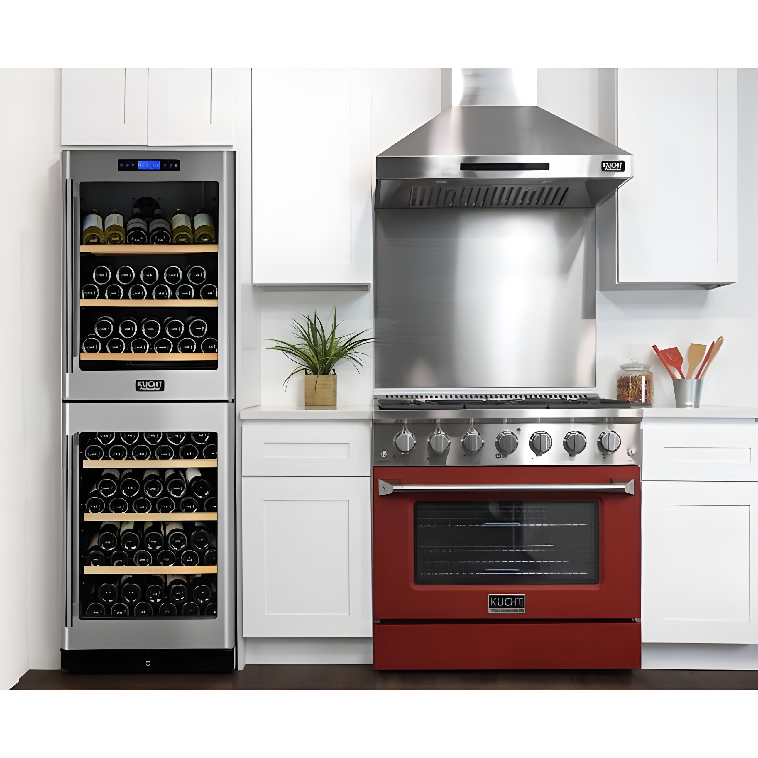Kucht 36" Pro-Style Natural Gas Dual Fuel Range with 4 Burners in Red - KDF362-R