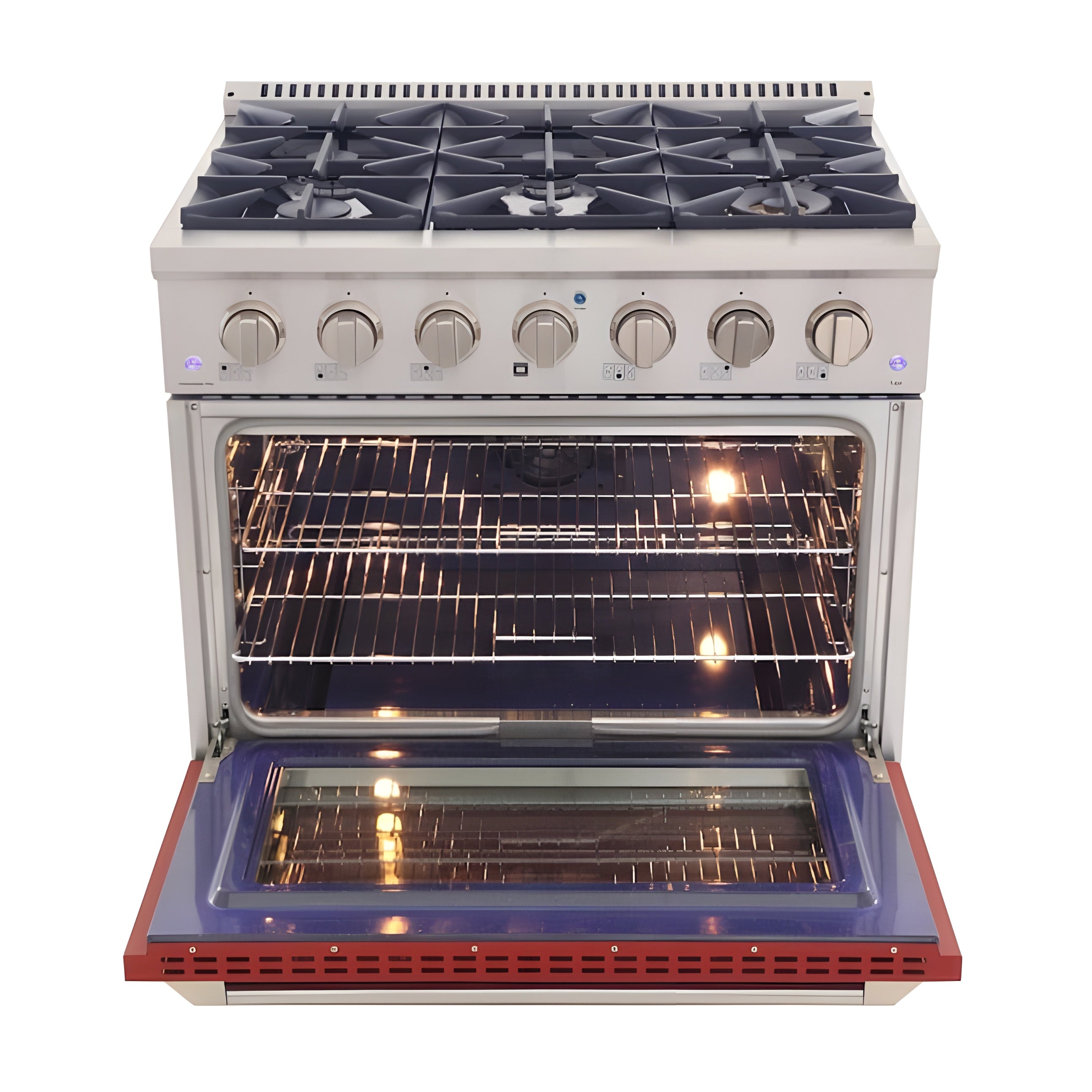 Kucht 36" Pro-Style Natural Gas Dual Fuel Range with 4 Burners in Red - KDF362-R