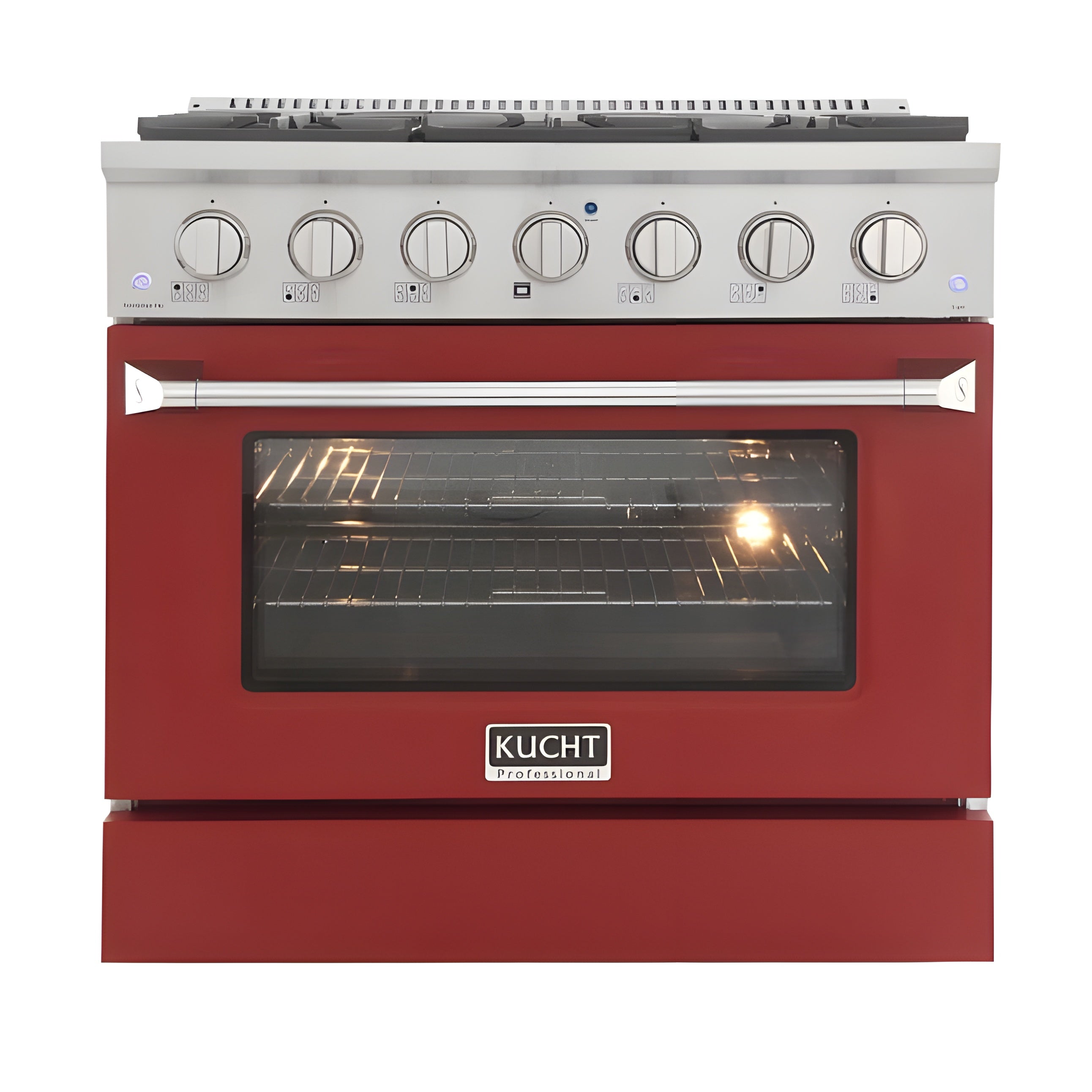 Kucht 36" Pro-Style Natural Gas Dual Fuel Range with 4 Burners in Red - KDF362-R