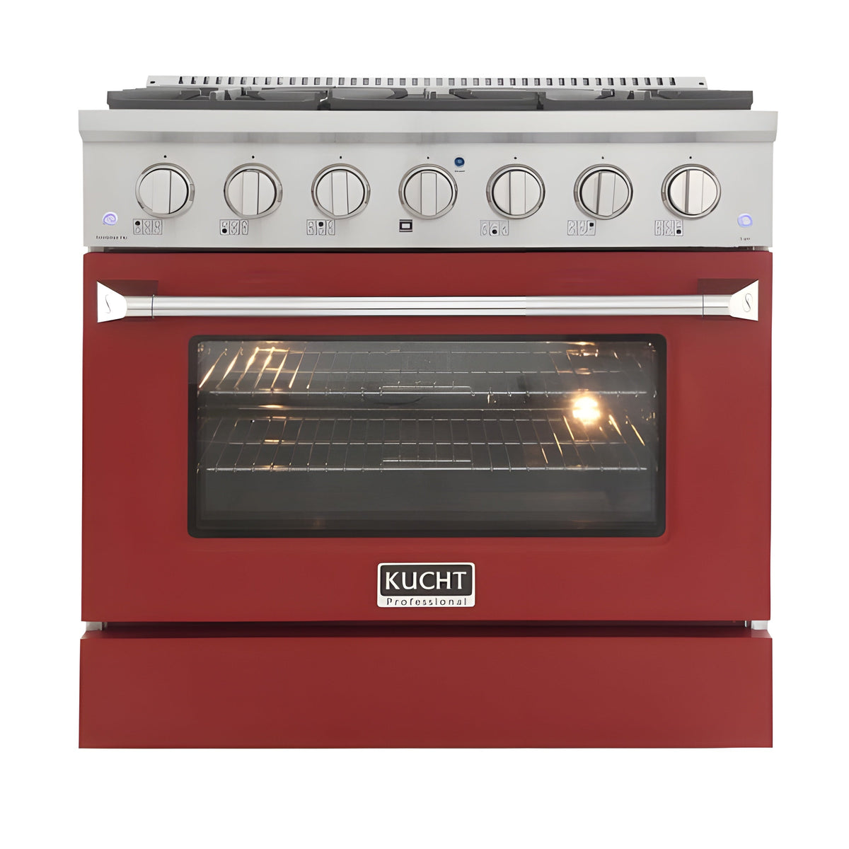 Kucht 36" Pro-Style Propane Gas Dual Fuel Range with 4 Burners in Red - KDF362/LP-R