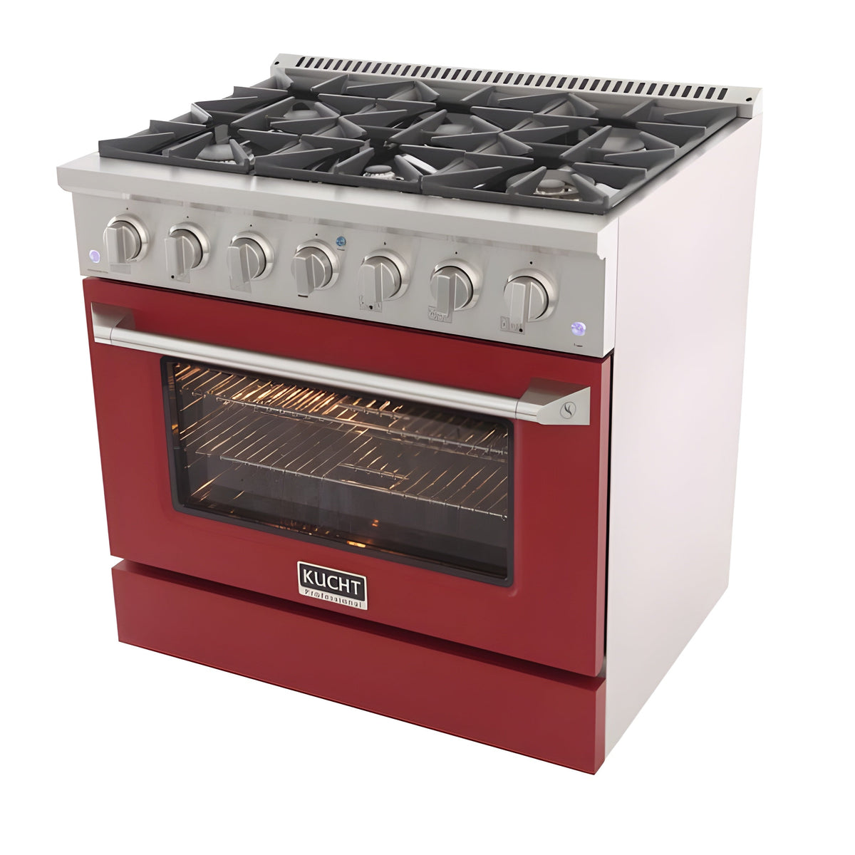 Kucht 36" Pro-Style Natural Gas Dual Fuel Range with 4 Burners in Red - KDF362-R