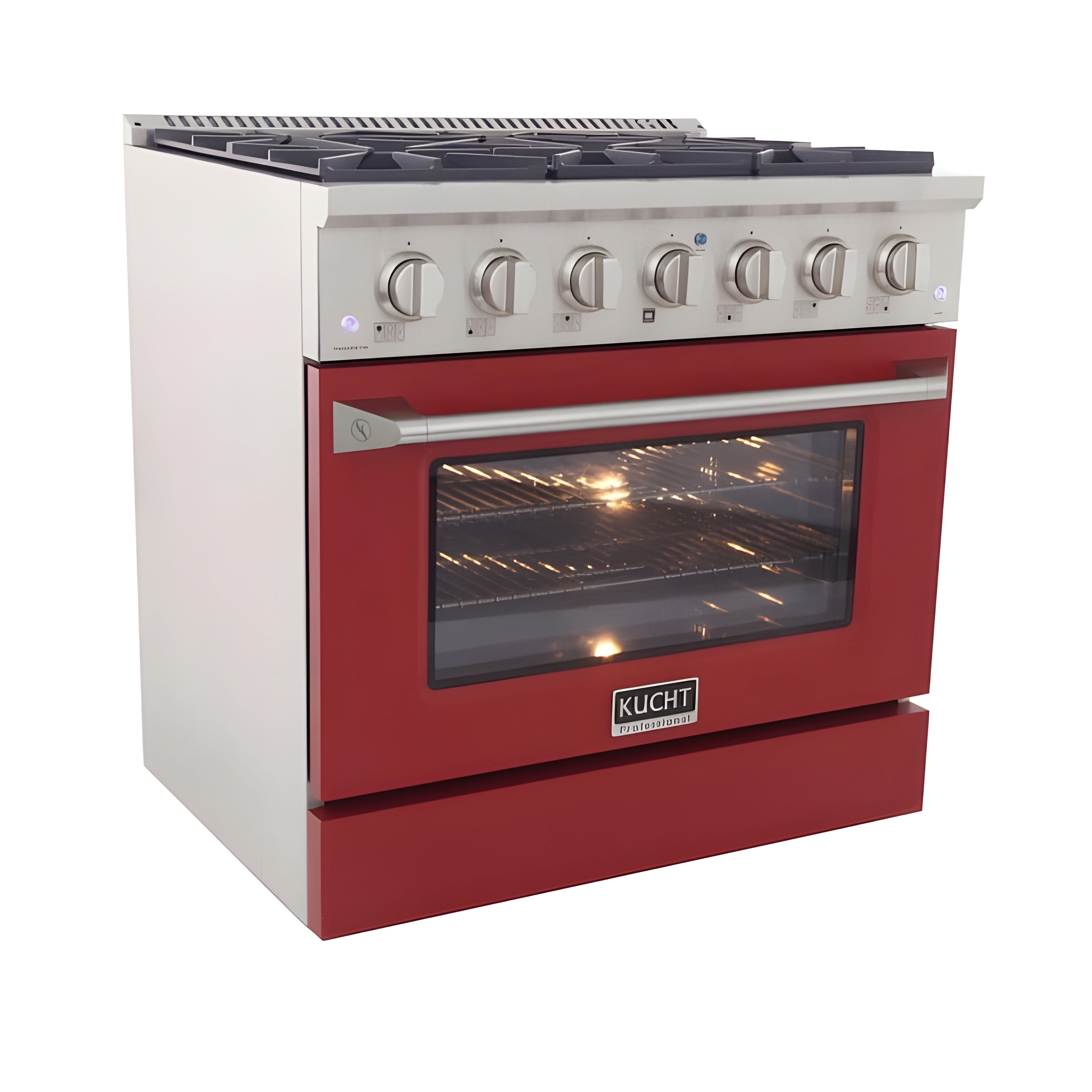 Kucht 36" Pro-Style Natural Gas Dual Fuel Range with 4 Burners in Red - KDF362-R